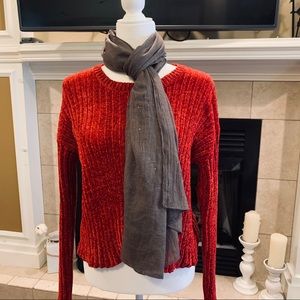 Tahari Green Olive Scarf With Gold Accents